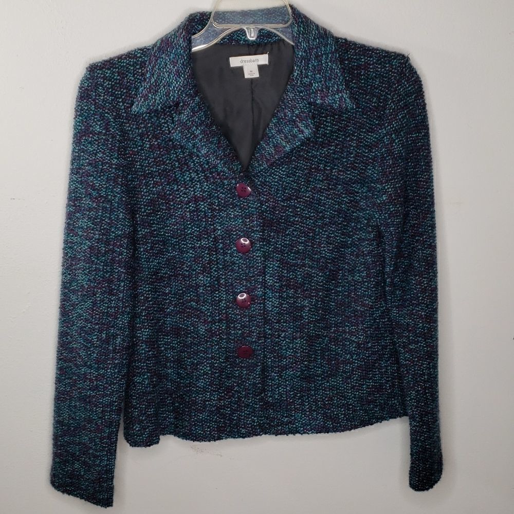 Dressbarn Women’s Size Medium Tweed Acrylic Knit Sweater Blazer